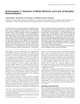 Endomorphin-1: Induction of Motor Behavior and Lack of Receptor Desensitization