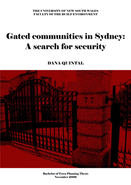 Gated Communities in Sydney: a Search for Security
