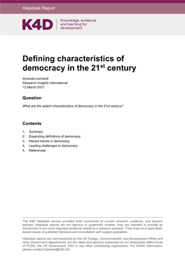 Defining Characteristics of Democracy in the 21St Century