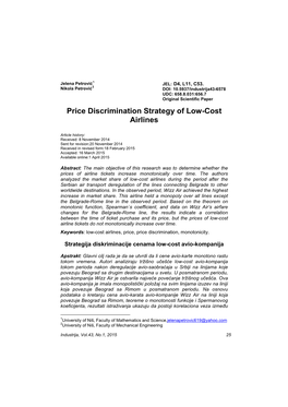 Price Discrimination Strategy of Low-Cost Airlines