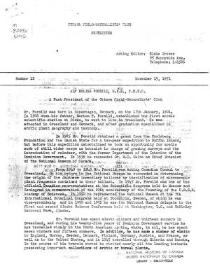 OFNC Newsletter No. 12 – November 15, 1951