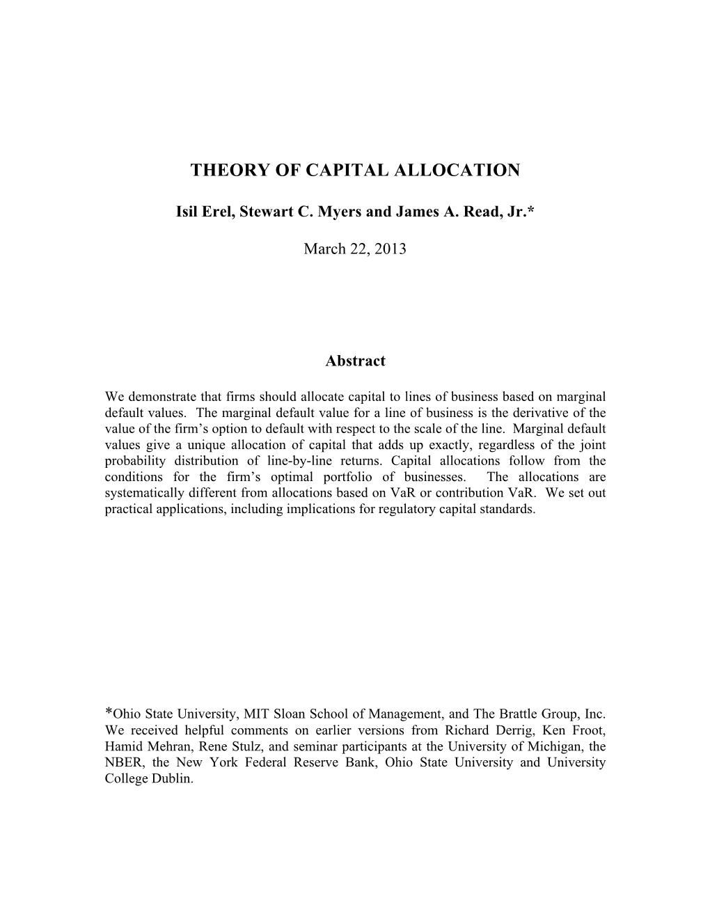 CAPITAL ALLOCATION March 22 2013