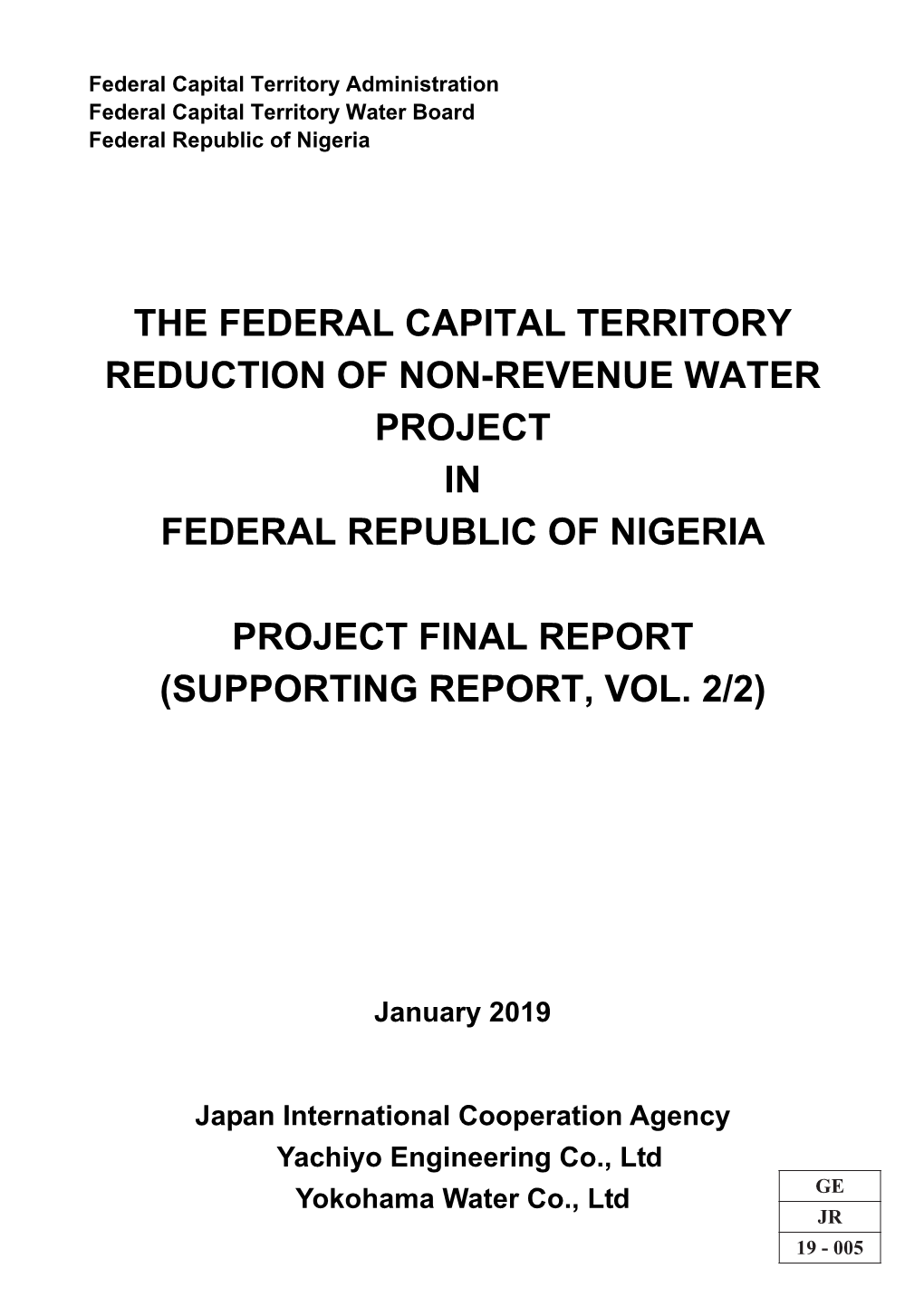 The Federal Capital Territory Reduction of Non-Revenue Water Project