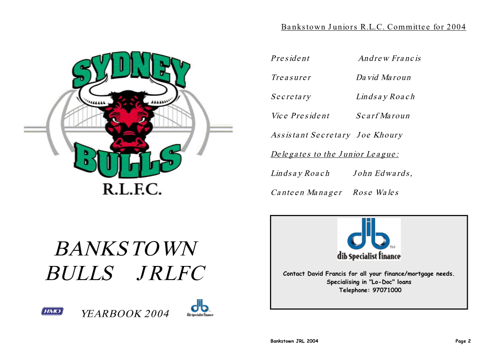 Bankstown Bulls Jrlfc Yearbook 2004