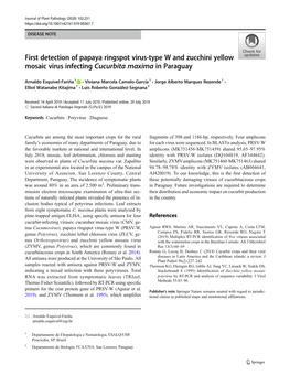 First Detection of Papaya Ringspot Virus-Type W and Zucchini Yellow Mosaic Virus Infecting Cucurbita Maxima in Paraguay
