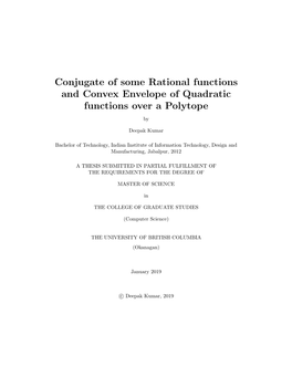 Conjugate of Some Rational Functions and Convex Envelope of Quadratic Functions Over a Polytope