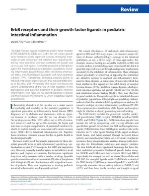Erbb Receptors and Their Growth Factor Ligands in Pediatric Intestinal Inflammation