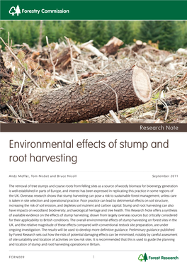 Environmental Effects of Stump and Root Harvesting