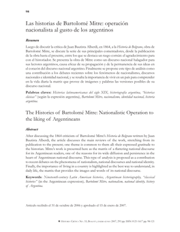 Las Historias De Bartolomé Mitre: Operación Nacionalista Al Gusto De Los Argentinos