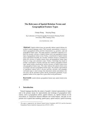The Relevance of Spatial Relation Terms and Geographical Feature Types