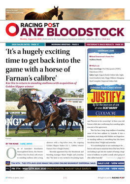 'It's a Hugely Exciting Time to Get Back Into the Game with a Horse Of
