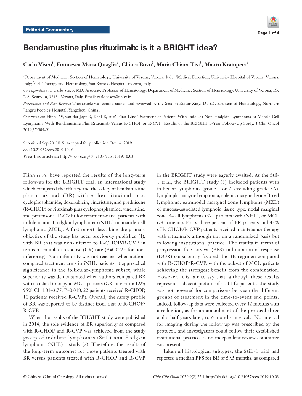 Bendamustine Plus Rituximab: Is It a BRIGHT Idea?