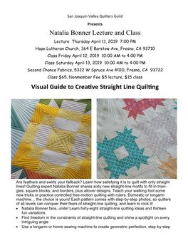 Natalia Bonner Lecture and Class Visual Guide to Creative Straight Line Quilting