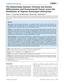 The Relationships Between Chemical and Genetic Differentiation and Environmental Factors Across the Distribution of Erigeron Breviscapus (Asteraceae)