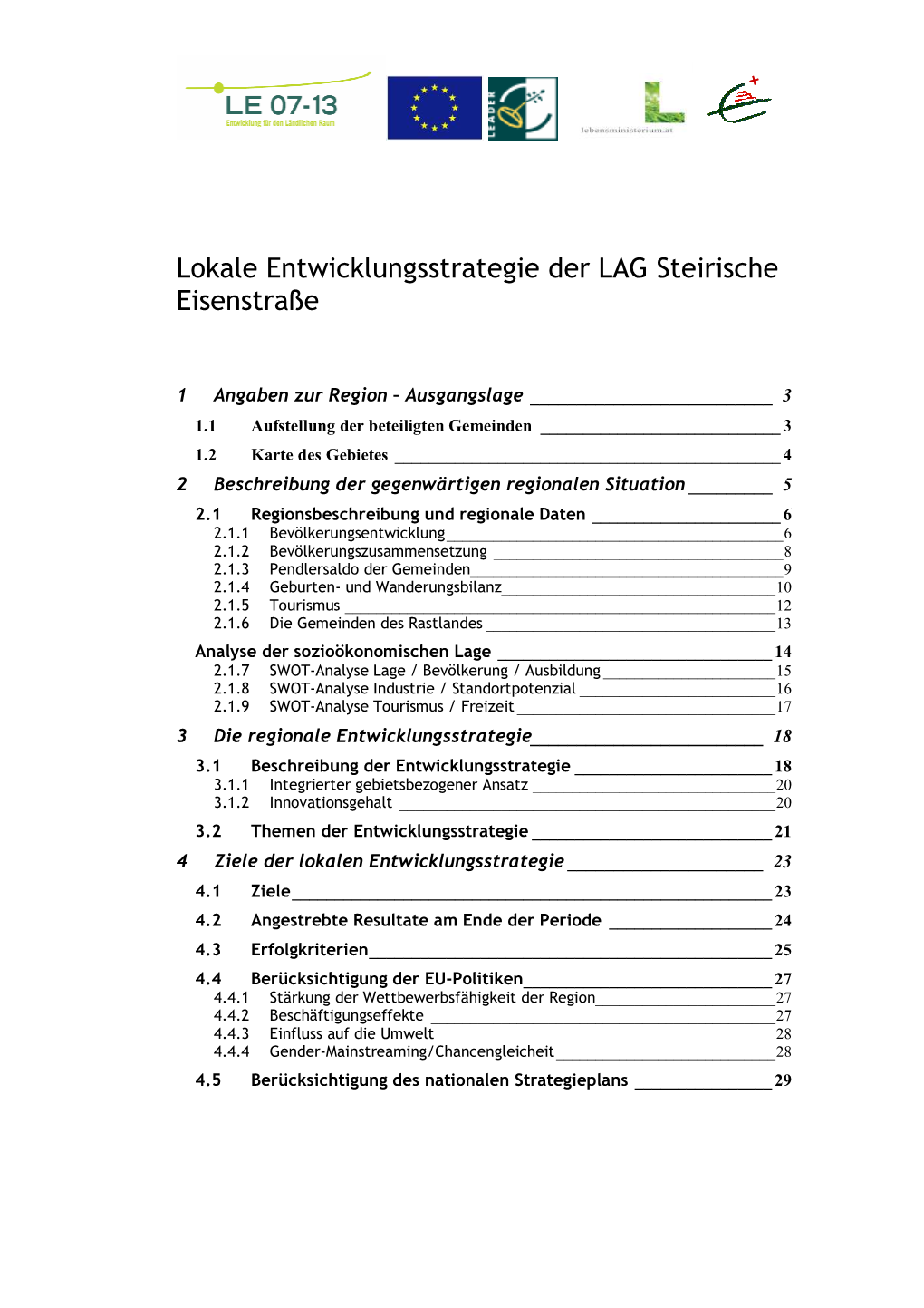 Ntwicklungsstrategie Steirische Eisenstraße 2007-2013