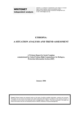 Ethiopia: a Situation Analysis and Trend Assessment