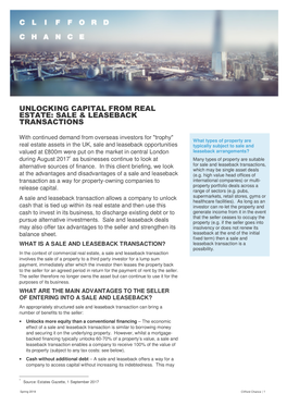 Unlocking Capital from Real Estate: Sale & Leaseback