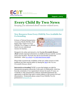 Every Child by Two News Keeping You Informed About Vaccine-Related News