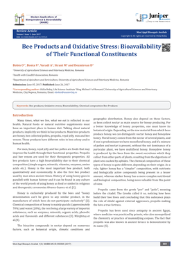 Bee Products and Oxidative Stress: Bioavailability of Their Functional Constituents