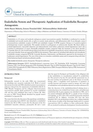 Endothelin System and Therapeutic Application of Endothelin Receptor