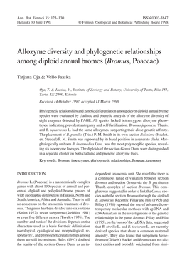 Allozyme Diversity and Phylogenetic Relationships Among Diploid Annual Bromes (Bromus, Poaceae)