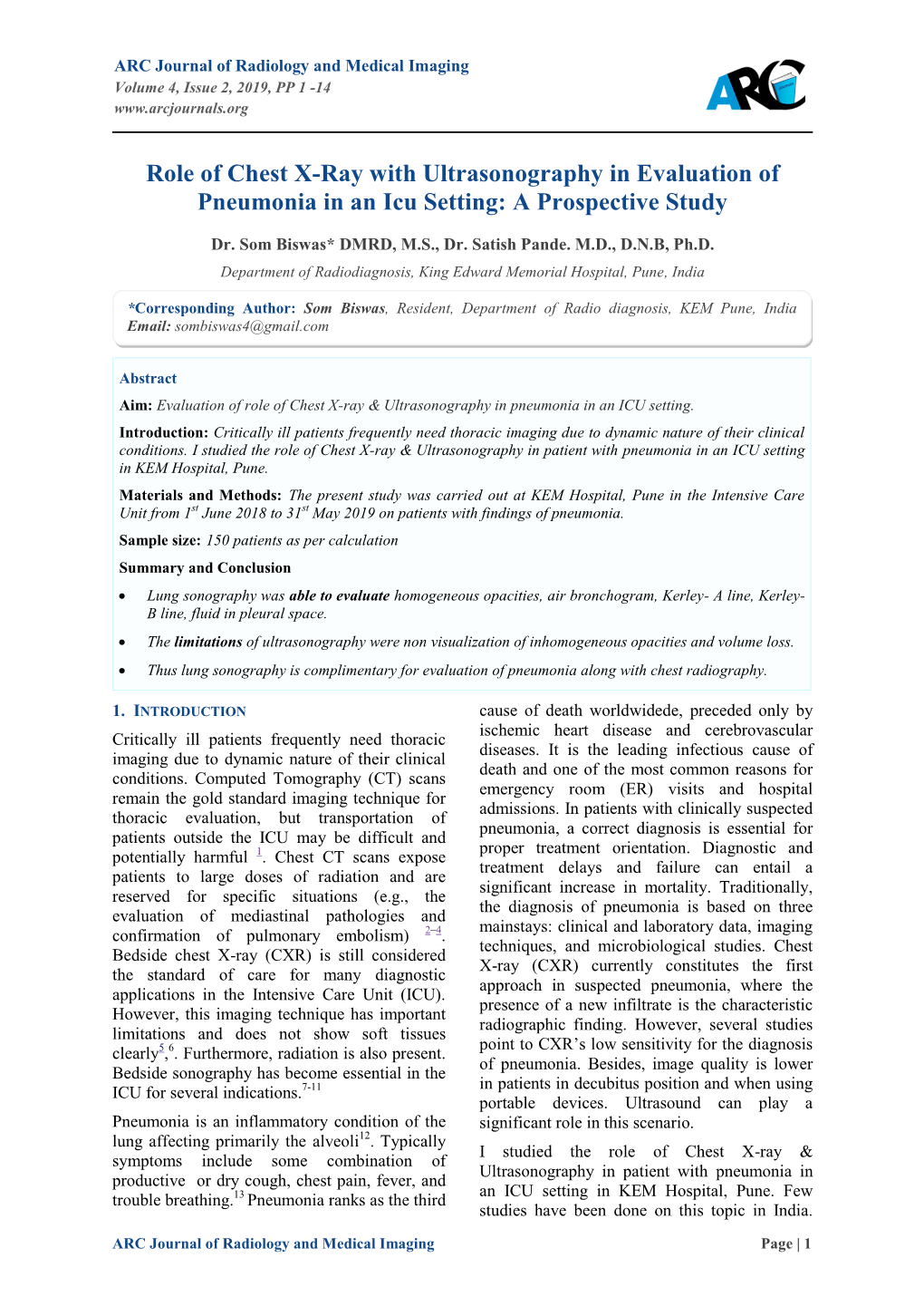 Role of Chest X-Ray with Ultrasonography in Evaluation of Pneumonia in an Icu Setting: a Prospective Study