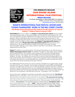 Kidseye International Film Festival Launches Its 10Th Year!