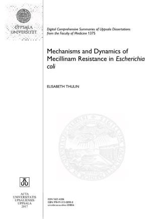Mechanisms and Dynamics of Mecillinam Resistance in Escherichia Coli