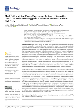 Modulation of the Tissue Expression Pattern of Zebrafish CRP-Like