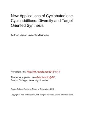 New Applications of Cyclobutadiene Cycloadditions: Diversity and Target Oriented Synthesis