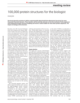 100000 Protein Structures for the Biologist