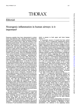 Editorials Neurogenic Inflammation in Human Airways