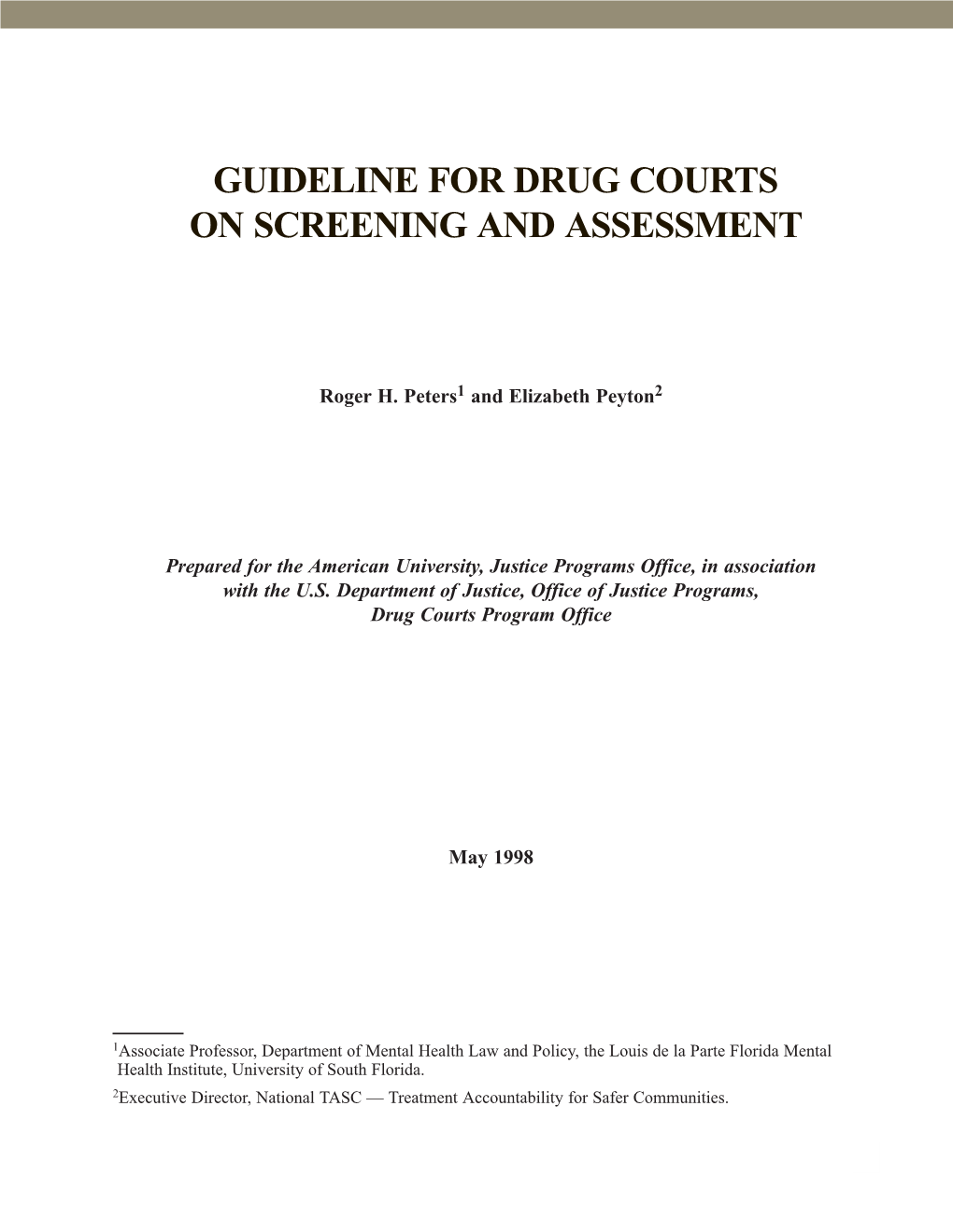 Guideline for Drug Courts on Screening and Assessment DocsLib