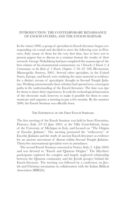The Contemporary Renaissance of Enoch Studies, and the Enoch Seminar