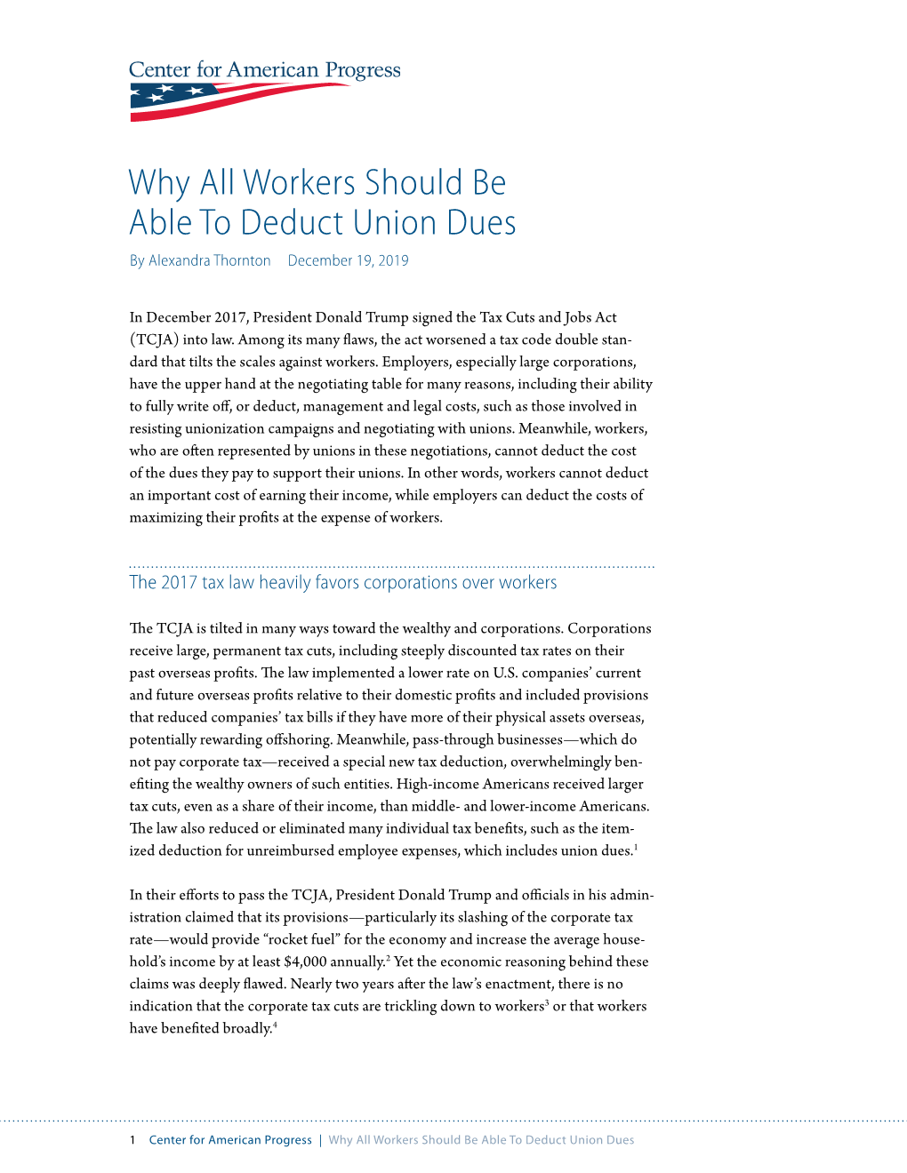 Why All Workers Should Be Able to Deduct Union Dues by Alexandra Thornton December 19, 2019