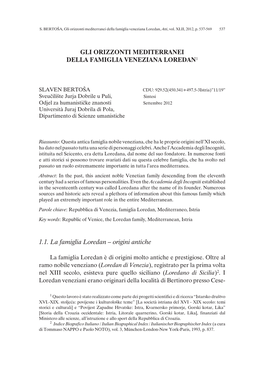 Gli Orizzonti Mediterranei Della Famiglia Veneziana Loredan, Atti, Vol