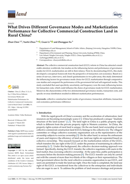 What Drives Different Governance Modes and Marketization Performance for Collective Commercial Construction Land in Rural China?