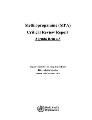 Methiopropamine (MPA) Critical Review Report Agenda Item 4.8