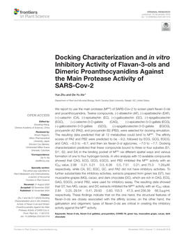 Docking Characterization and in Vitro Inhibitory Activity of Flavan-3-Ols and Dimeric Proanthocyanidins Against the Main Protease Activity of SARS-Cov-2