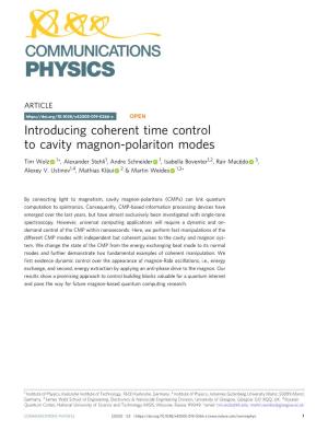 Introducing Coherent Time Control to Cavity Magnon-Polariton Modes