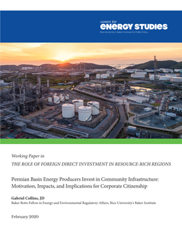 Permian Basin Energy Producers Invest in Community Infrastructure: Motivation, Impacts, and Implications for Corporate Citizenship