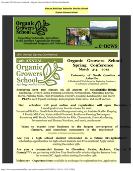 November 2011 Growers Notebook :: Organic Growers School | Mynewsletterbuilder