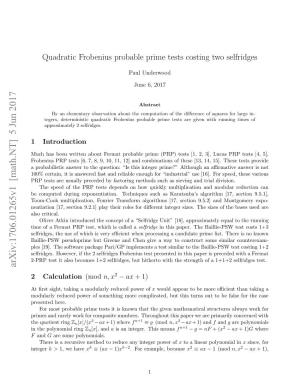 Quadratic Frobenius Probable Prime Tests Costing Two Selfridges