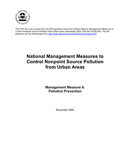 National Management Measures to Control Nonpoint Source Pollution from Urban Areas (November 2005, EPA-841-B-05-004)