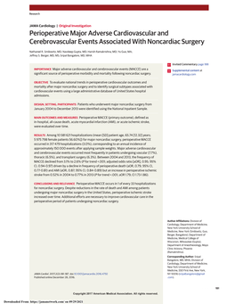 Perioperative Major Adverse Cardiovascular and Cerebrovascular Events Associated with Noncardiac Surgery
