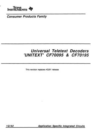 Universal Teletext Decoders FUNITEXTF CF70095 & CF70195