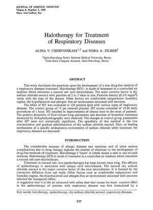 Halotherapy for Treatment of Respiratory Diseases
