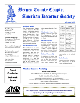 Bergen County Chapter American Recorder Society October 2019