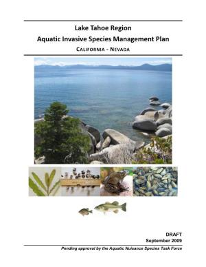 Lake Tahoe Region Aquatic Invasive Species Management Plan CALIFORNIA ‐ NEVADA
