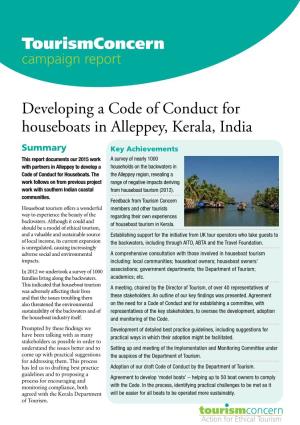 Developing a Code of Conduct for Houseboats in Alleppey, Kerala, India